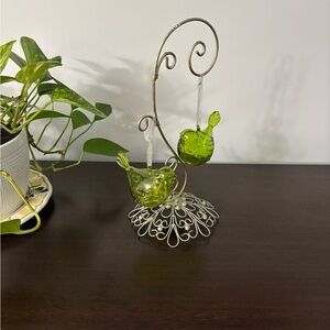 Green Glass Bird Ornaments